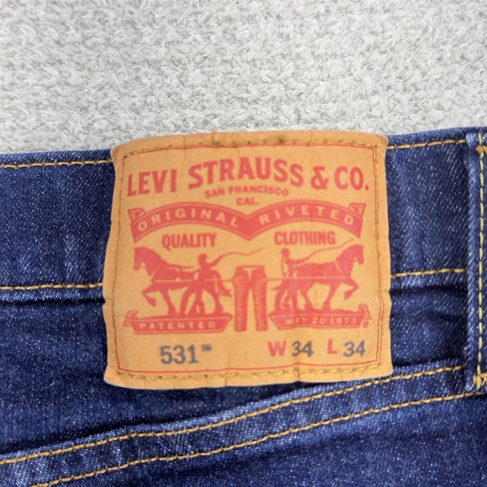 Levis 531 Jeans Men's 34x34 Blue Athletic Slim Stretch Denim Dark Wash Mid Rise - Picture 6 of 12